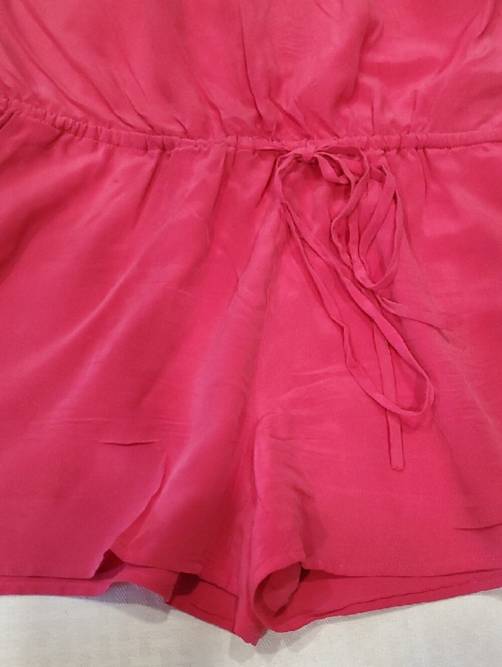 Joie 100% Silk Sleeveless Hot Pink Drawstring Romper - Picture 3 of 14